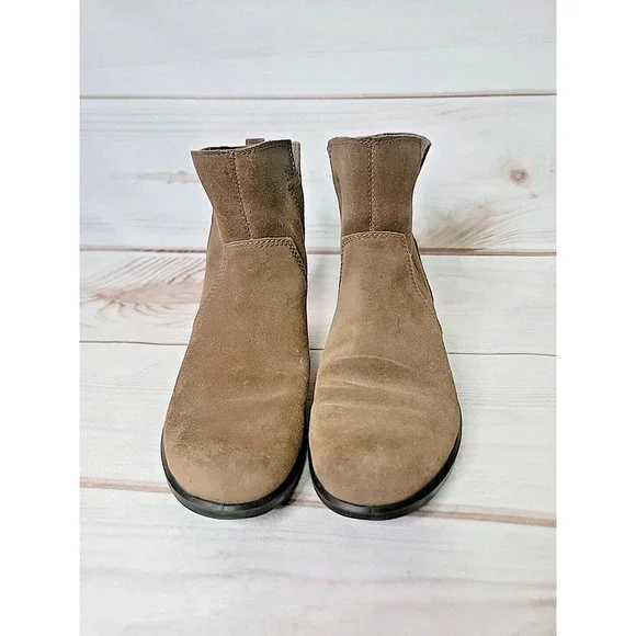 Ecco Womens US Size 7 Touch 15B Brown Suede Leather Slip On Ankle Boots Booties - Picture 2 of 16